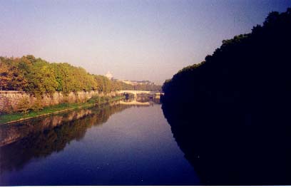 The view from the Ponte Sisto looking north along the Tevere